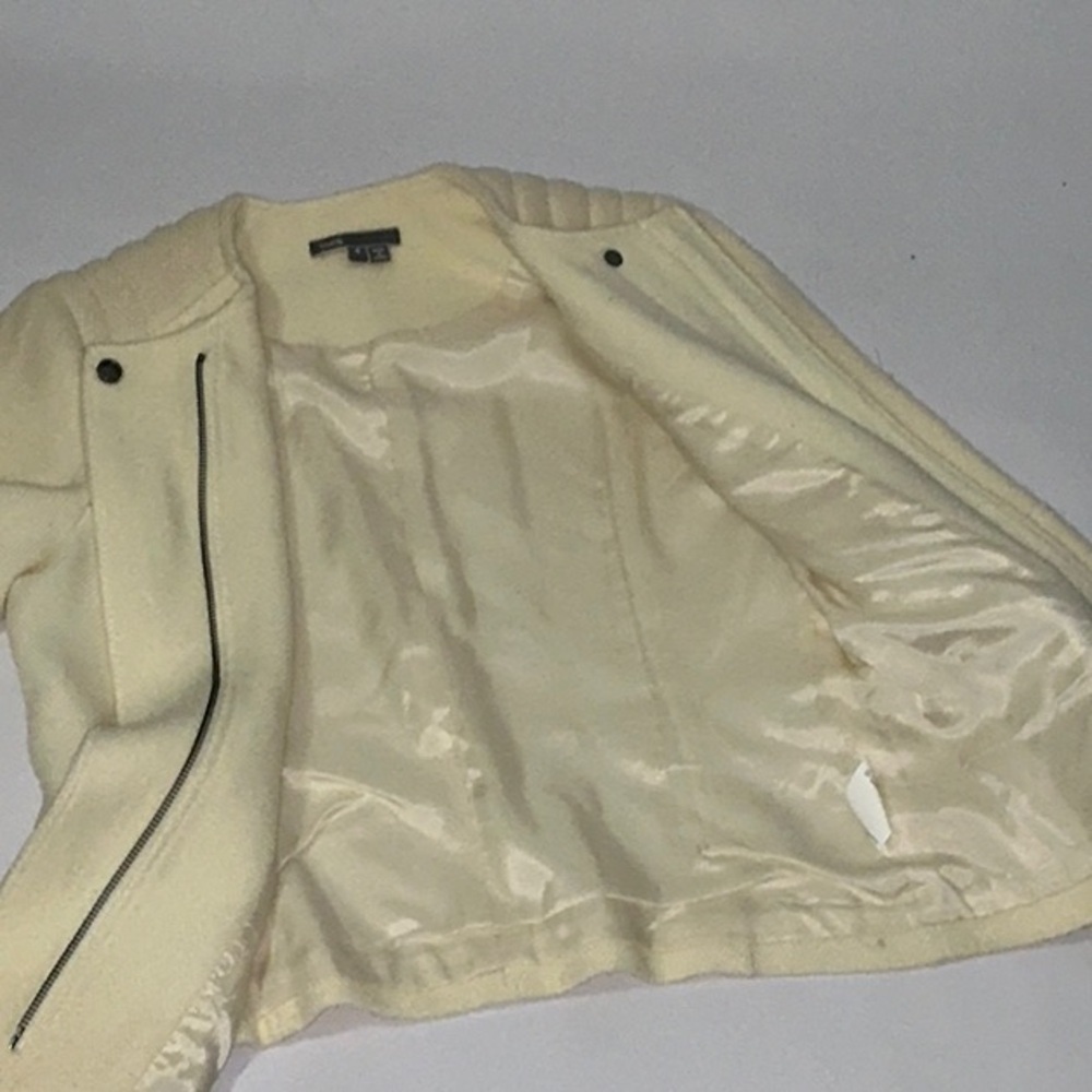 Vince, Cream Wool Moto Jacket, Size 4 - Picture 6 of 14